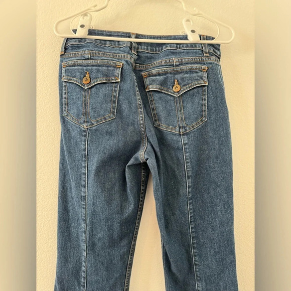 Vintage 90s y2k Area Jeans Bootcut Back Flap Pockets Slit Front Pocket Size 10 - Picture 4 of 10
